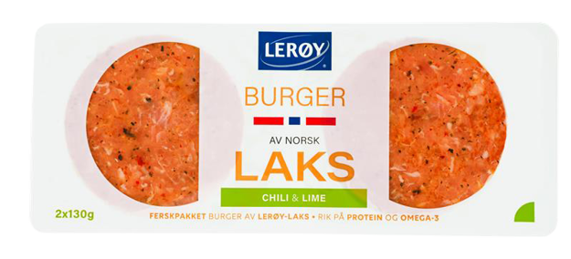 Lerøy burger av laks med chili & lime produktbilde